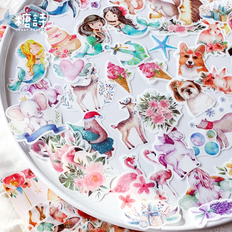 

40 pcs/lot Color forest series paper sticker DIY diary album decoration stickers scrapbooking planner label Scrapbook stickers