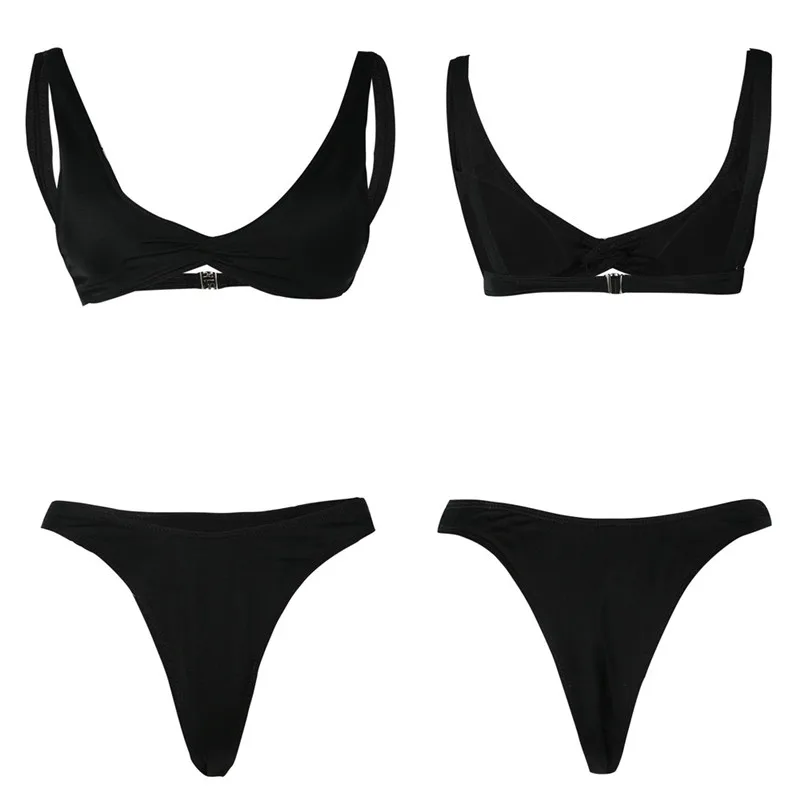 Women Bikini 2018 Sexy Push Up Bikini Set Cross Solid Swimsuit (13)