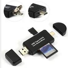 25 шт. Micro USB OTG кардридер с разъемом USB 2,0. USB TYPE-C считыватель карт OTG. Писатель для ПК и смартфона мобильный телефон