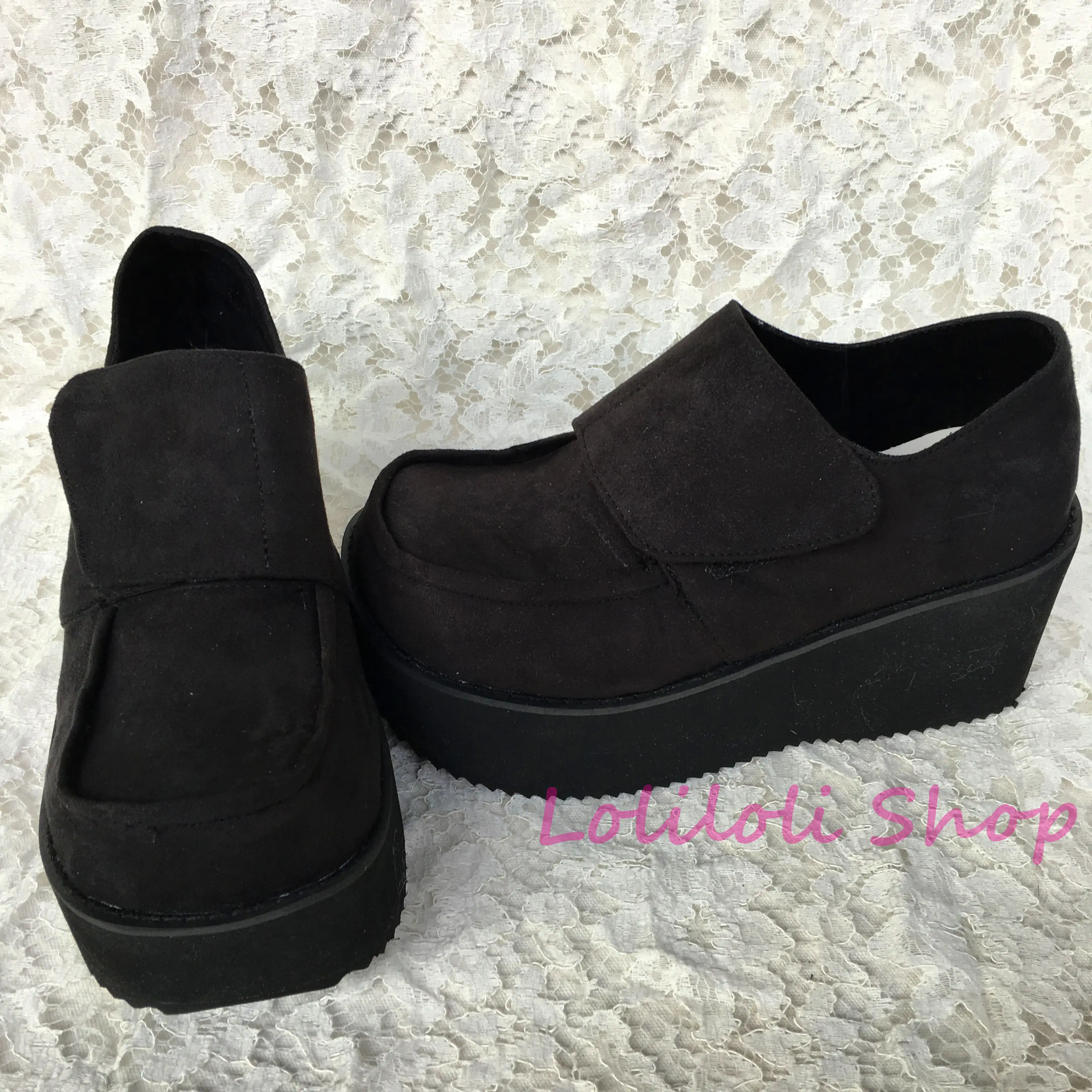 Princess sweet gothic lolita shoes Loliloliyoyo antaina Japanese design cos shoes custom black thick heel slip-on shoes 1424s Princess sweet gothic lolita shoes Loliloliyoyo antaina Japanese design cos shoes custom black thick heel slip-on shoes 1424s