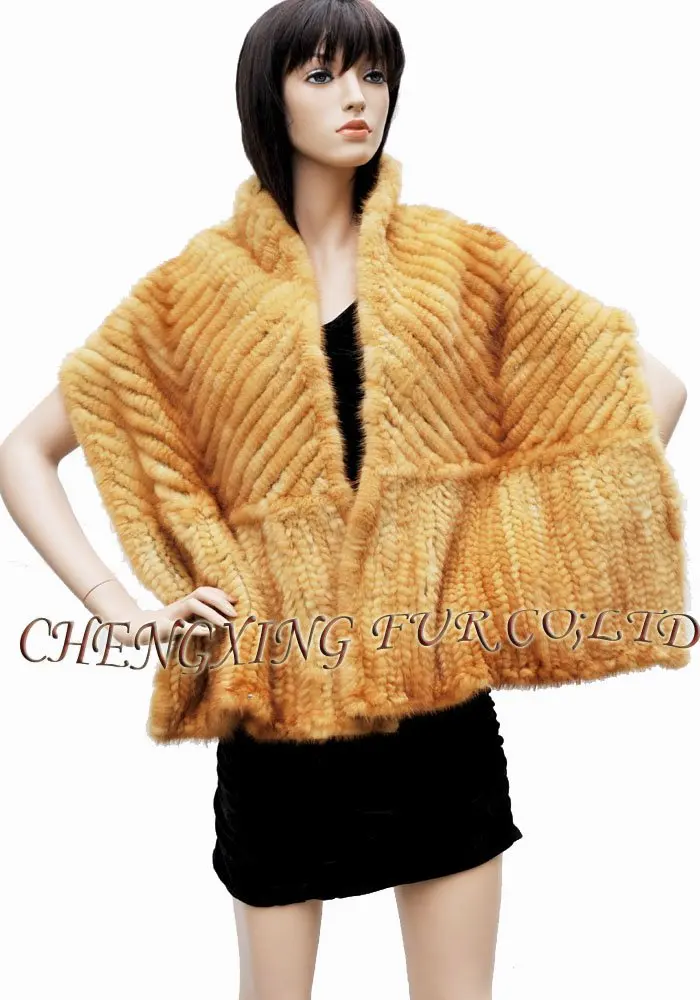 CX-B-M-46F женский ручной вязаный шарф из натурального меха норки зимний шейный платок Женская теплая Модная Меховая шаль - Цвет: GOLD