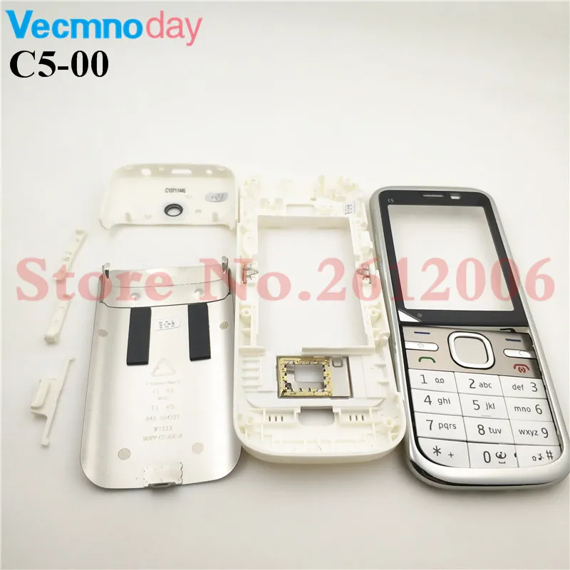 

Front Middle Frame Back cover Battery Cover For Nokia C5 C5-00 Full Housing Cover Case With Keypad