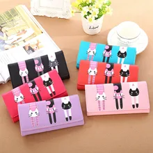 Nouveau Femmes Chat de Bande Dessinée Portefeuille Long Titulaire de la Carte Créative Casual Dames D’embrayage En Cuir PU Porte-Monnaie