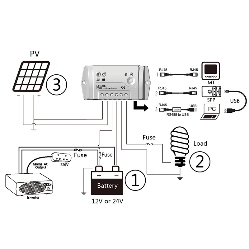 LS1024B 10 А 12 В/24 В EPSOLAR PWM солнечный контроллер с таймером и управлением освещением