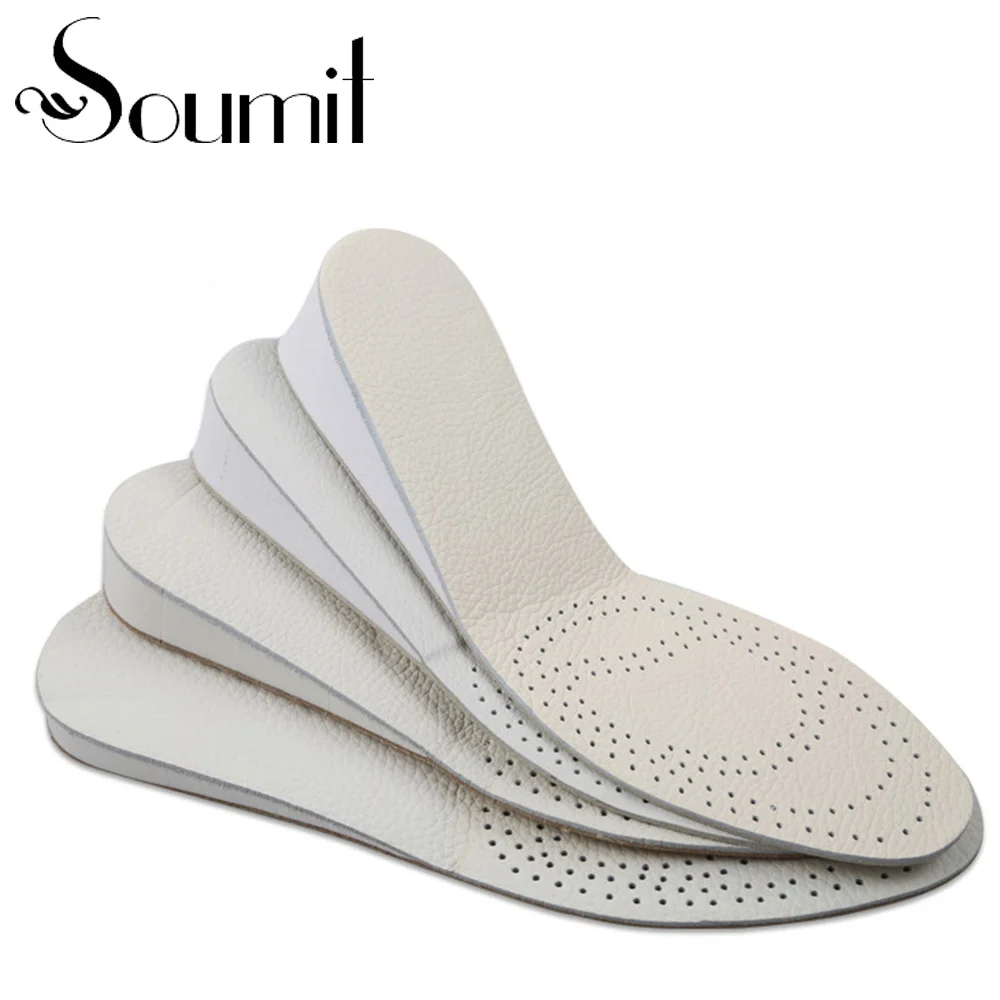 Premium Lightweight Flexible Invisible Soft EVA Height Increasing Insoles Pads with Double Sided Genuine Cowhide for