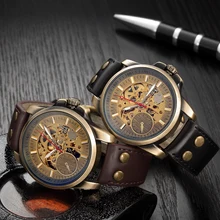 Мужские Shenhua часы мужские военные наручные часы Винтаж Скелет автоматические механические мужские часы в стиле ретро часы с кожаным ремешком, Relogio Masculino
