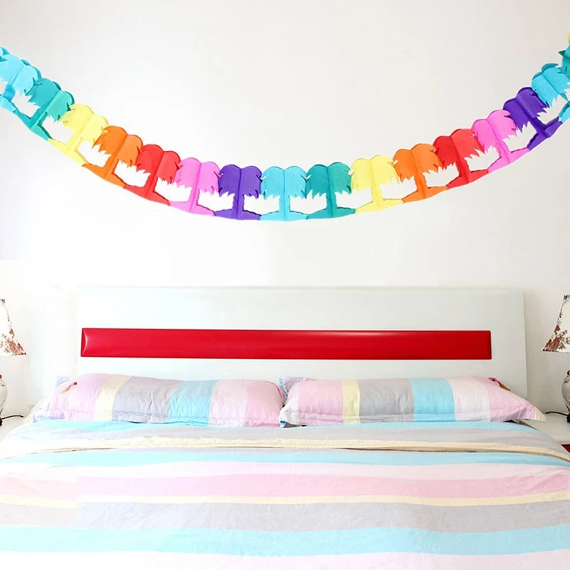 290CM Palm Tree Garland Bunting Hawallan Event Beach Party Tropical Rainbow Decor