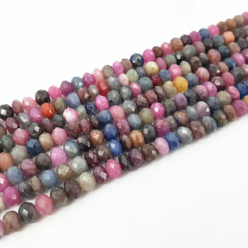 

Lii Ji Unique Real Rubys Sapphires Abacus Shape Faceted beads 4x6mm Approx 39cm DIY Jewelry Making Necklace Bracelet