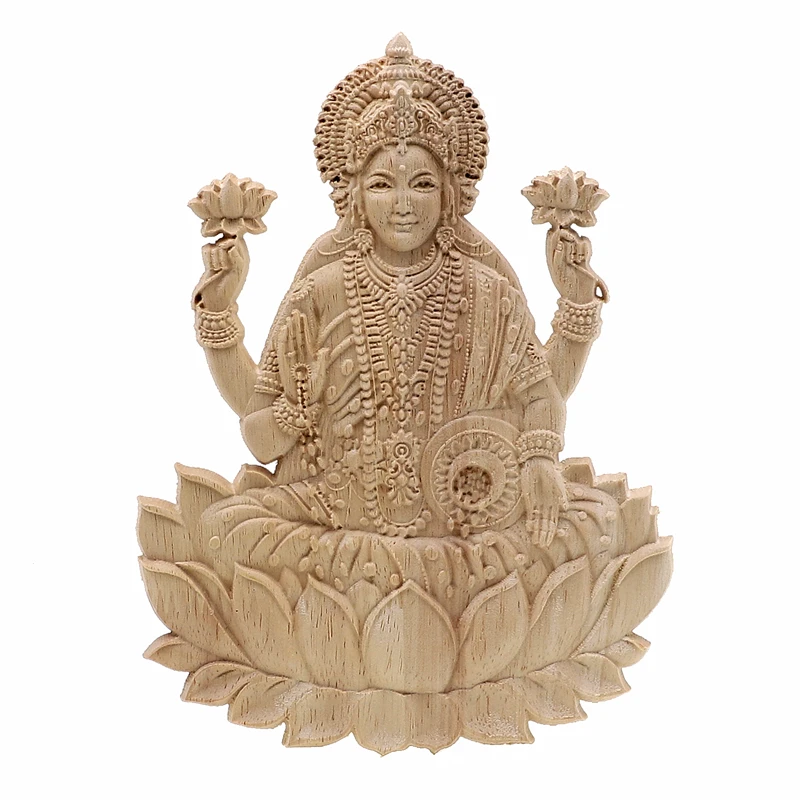 

VZLX Religious Buddha Statue Wood Carved Applique Frame Onlay Furniture Decoration Accessories Door Vintage Home Decor Crafts