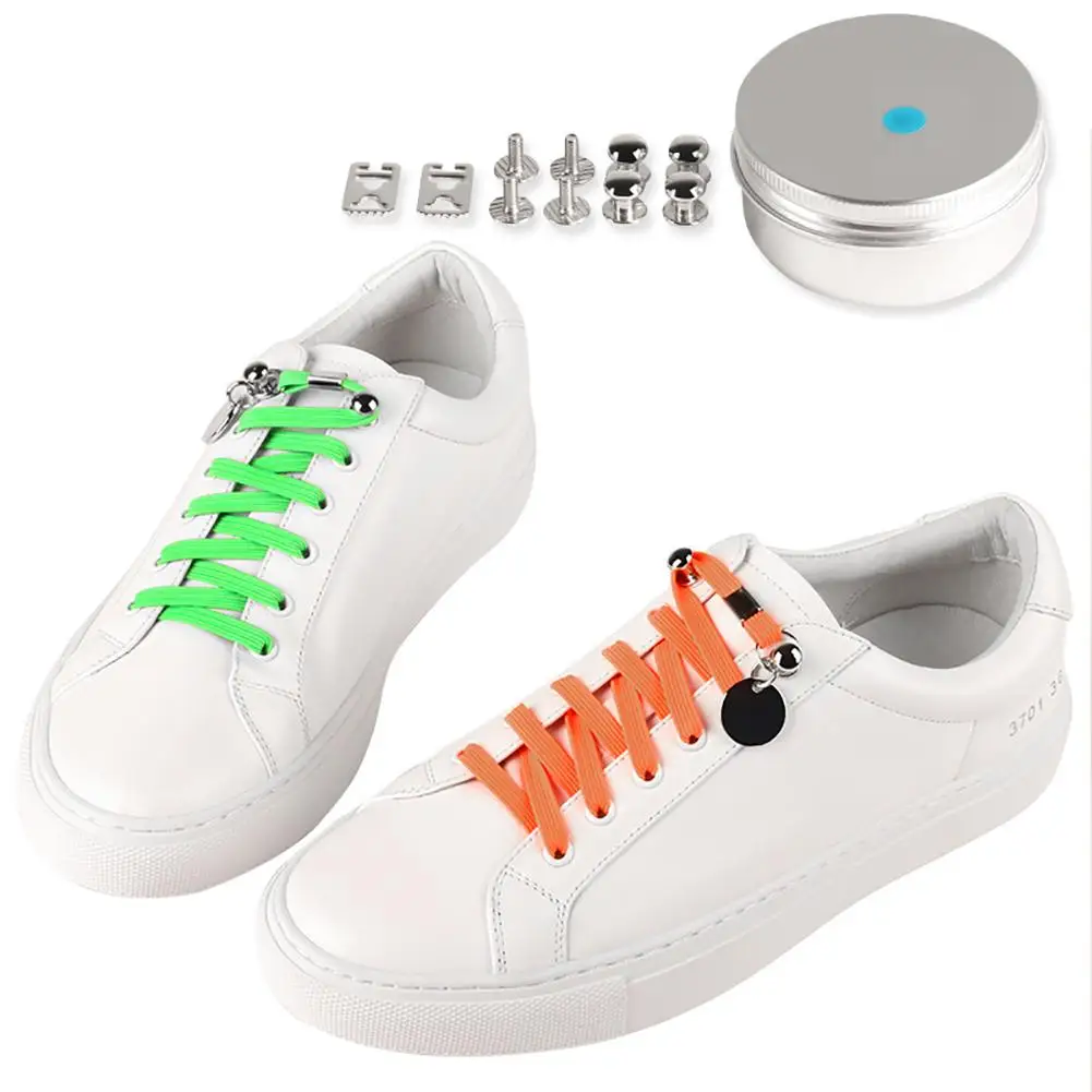 

1m No Tie Elastic Shoelace Shoes Decoration Easy To Install To The Shoes Round Metal Lazy Shoelaces Unisex Lacci Scarpe