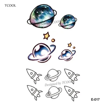 

HXMAN Planet Temporary Fake Tattoo Body Art Sticker Rocket Waterproof Hand Tattoo Sticker for Kids 9.8X6cm Hot Design E-017