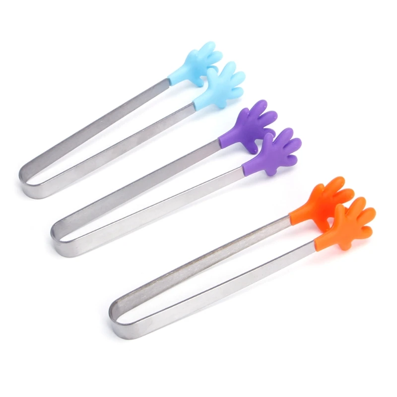 1Pc Cute Palm Stainless Steel Silicone Mini Sugar Tong Food Clip BBQ