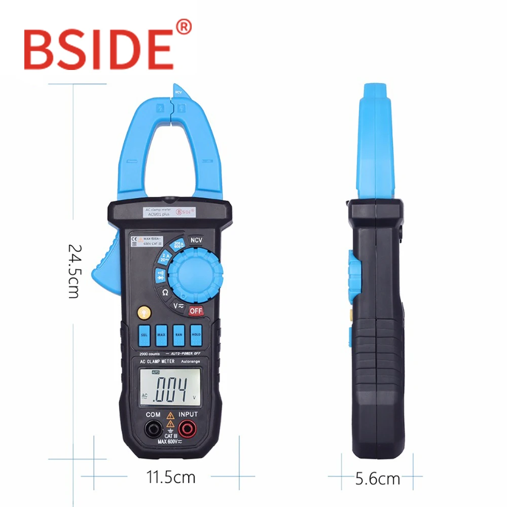 BSIDE 600A цифровой измеритель переменного тока ACM01 PLUS мультиметр индукционный сигнал напряжения