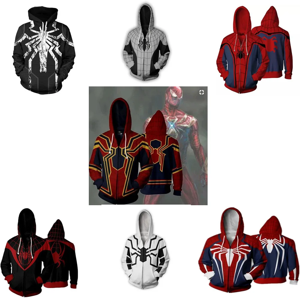 Толстовка с капюшоном с изображением Человека-паука, пальто с 3D изображением Человека-паука, толстовка супергероев, Мстителей, бесконечных войн, железный костюм для косплея