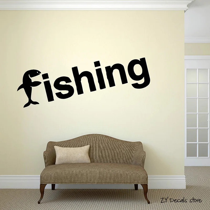 Lettering Fishing Wall Decals Relax Tourism Wall Sticker For Living Room Reovable Wall Stickers For Bedroom Window Decor L392