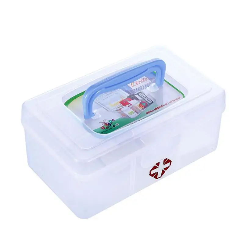 

3 Lattice Transparent Rectangular Medicine Box First Aid Storage Kits Box H1