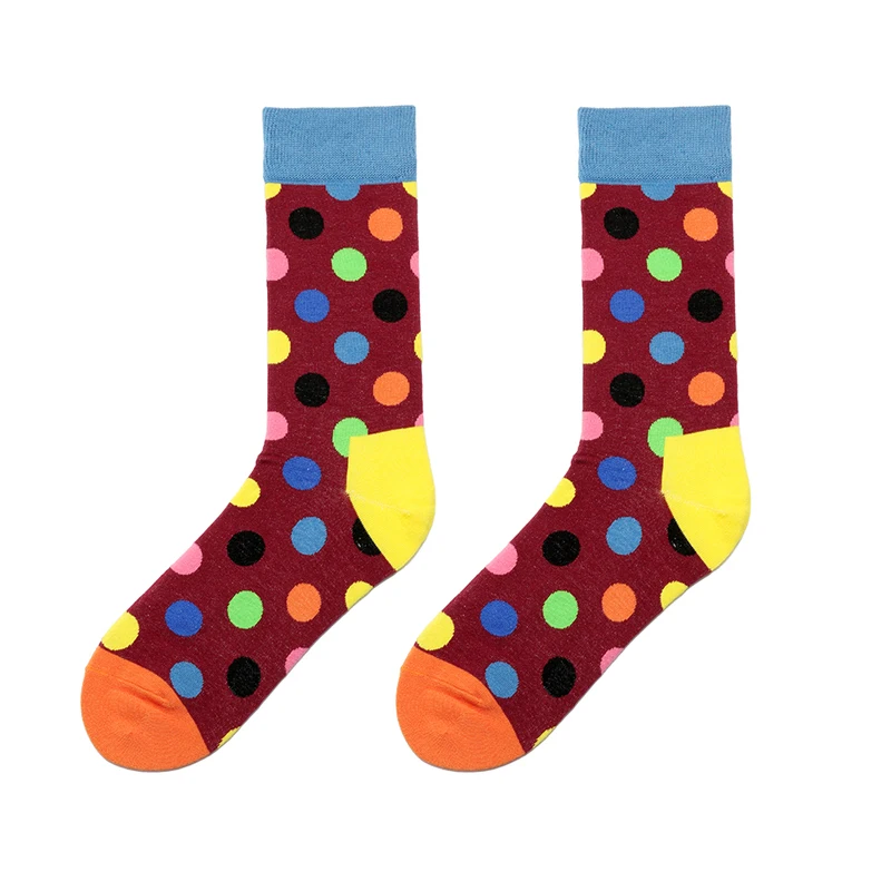 PEONFLY Модные цветные хлопковые мужские Веселые носки в горошек фирменные повседневные смешные мужские носки в стиле Харадзюку Meias - Цвет: Blue lipstick dots