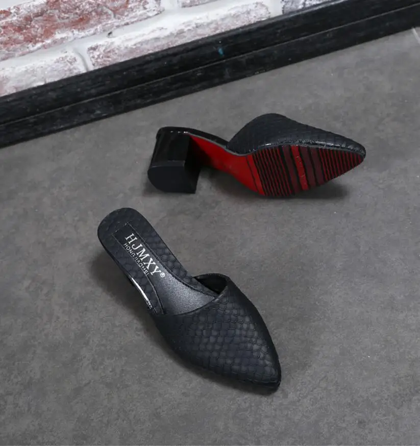 2018 новый летний высокое качество женские туфли с острым носком обувь на квадратном каблуке женские босоножки женские шлепанцы женские B451