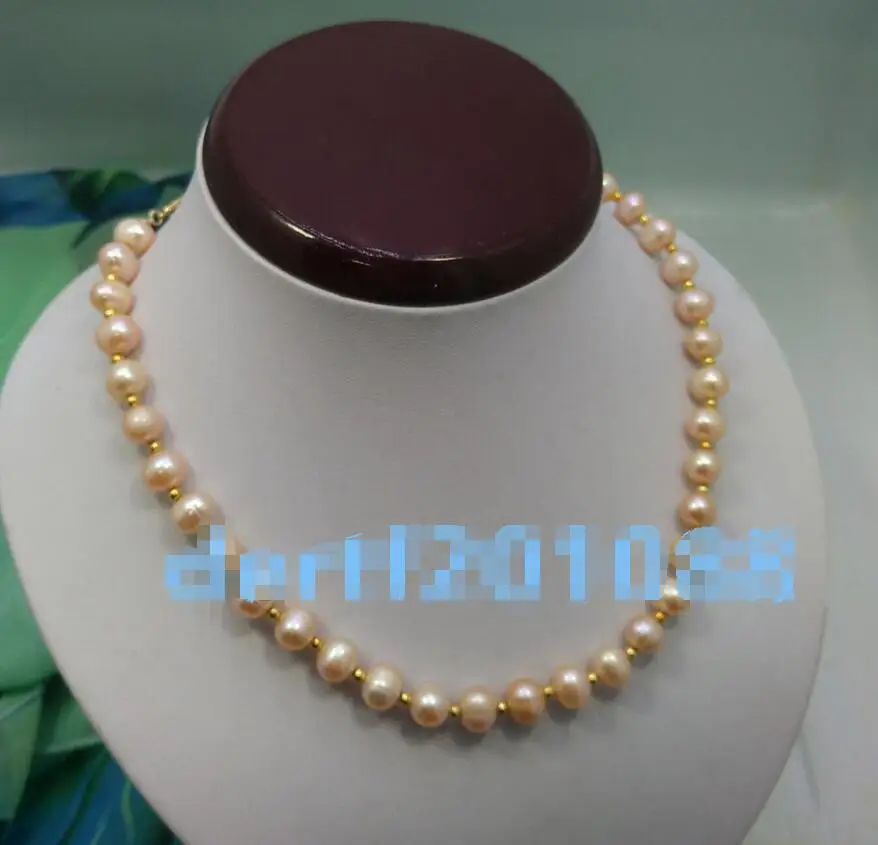 

Free Shipping >>>>> new natural 18" AAA 8-9 MM SOUTH SEA pink EARL NECKLACE 14K GOLD CLASP