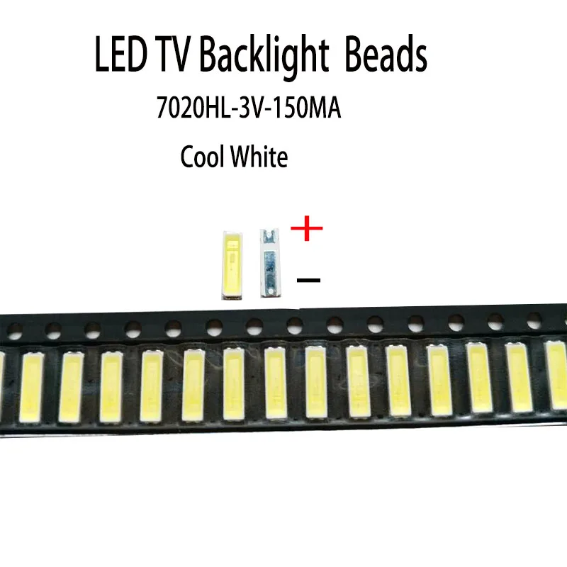 YONGYUEKEJI 100 шт./лот новый smd led 7020 3 в 150 мА лампа бусины холодный белый для ремонта lcd