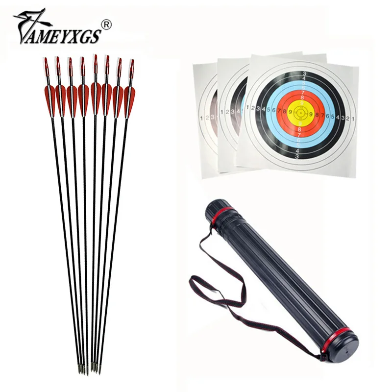 

31.5inch Archery Glassfiber Arrows For Recurve Compound Bow with Telescopic Arrow Quiver Target Paper Target Nail Acessories