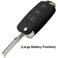 3 кнопки Складной флип дистанционного ключа автомобиля чехол, корпус для VW для Volkswagen Jetta Beetle Passat Golf большое положение батареи
