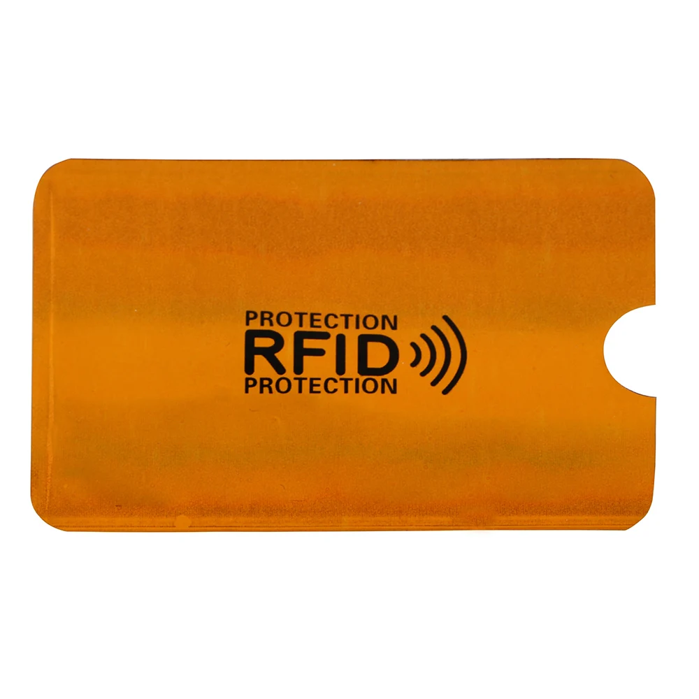 5 шт., защита для ID карты, кредитных карт, сумка-держатель для карт, защита от rfid, NFC, блокирующий считыватель, 9,1*6,3 см, алюминиевые сумки для хранения - Цвет: Оранжевый