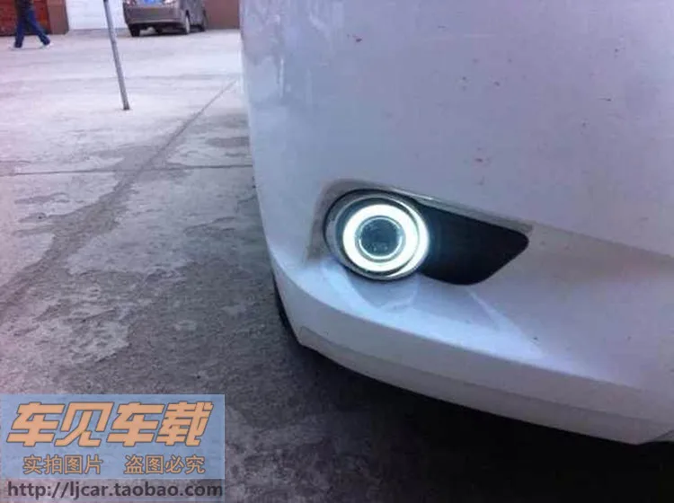 

eOsuns COB angel eye led daytime running light DRL + halogen Fog Light + Projector Lens for toyota senna