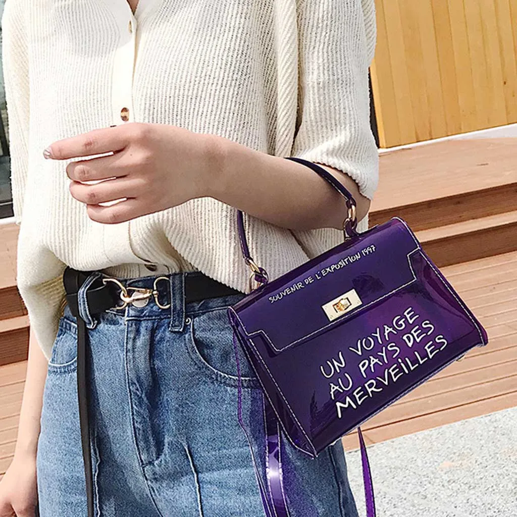 

bags for women 2019 Fashion Transparent Shoulder Bag Jelly Messenger Bag Solid Color Handbag sac transparent femme#Y35