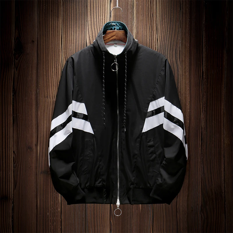 

Streetwear Mens Jackets Hit Color Patchwork Men's Jackets Coat Stand Collar Trendy Printing Autumn And Winter Men's Jackets Coat