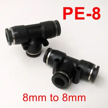 

High Quality Pneumatic Fitting 10pcs/lot Pneumatic Air Fitting 8mm to 8mm to 8mm T Shape Quick Fitting Connector PE8