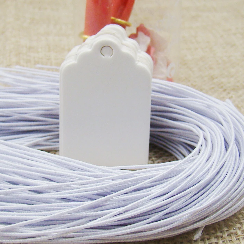 1000pcs white elastic string for garment tag paper gift tag attached
