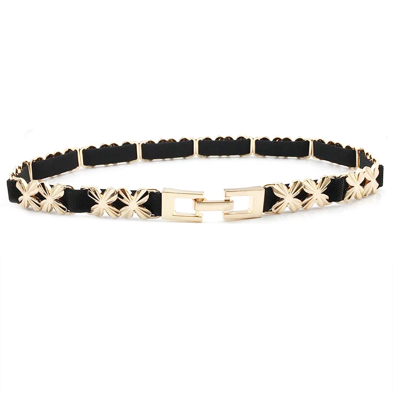 

Seabigtoo Elastic belts for women Gold metal buckle ladies belts female thin belts women 2018 elegant waist chain belts strap