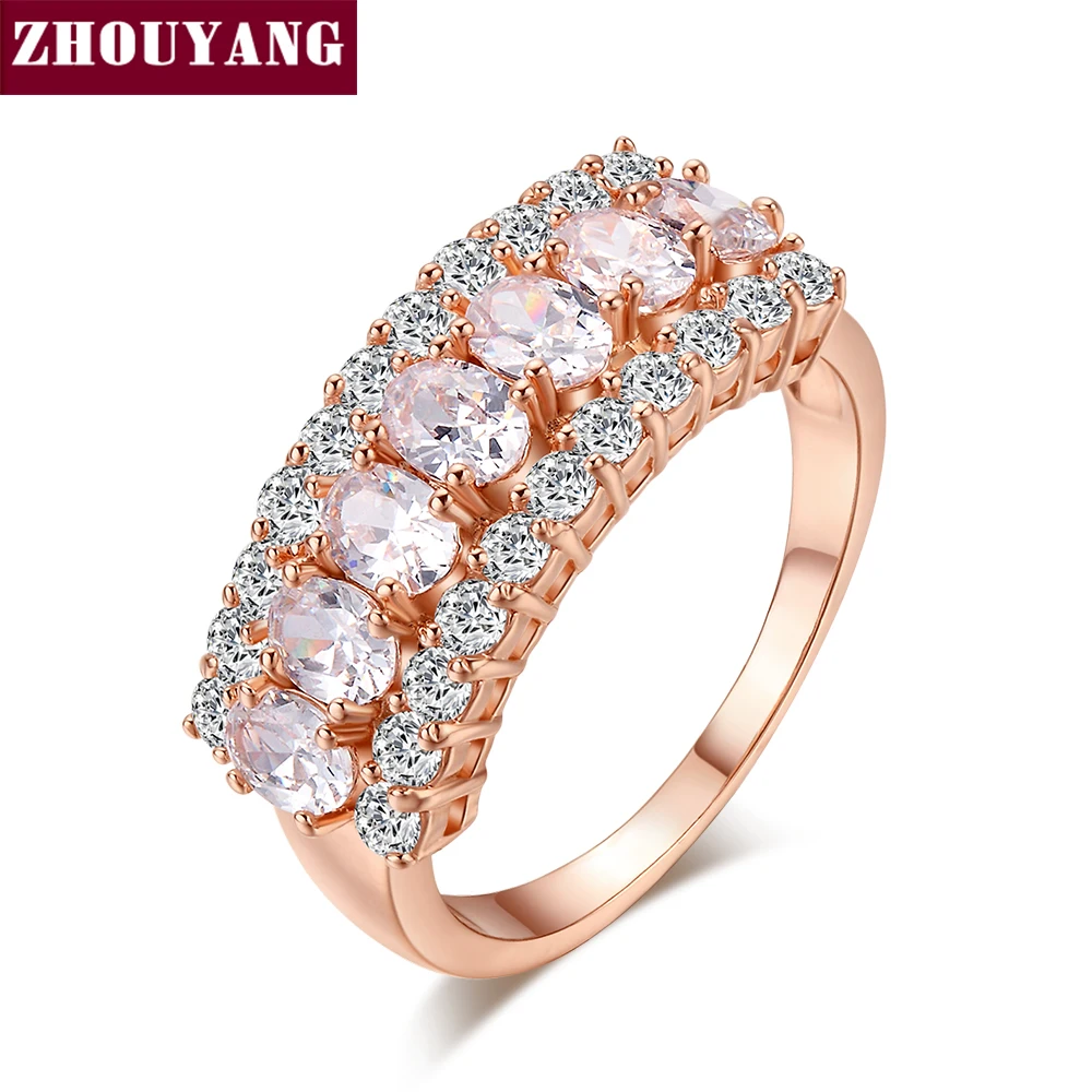 

Top Quality Luxurious Atmosphere Cubic Zirconia Rose Gold Color Wedding Ring Austrian Crystals ZYR431 ZYR432