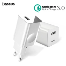 Baseus 24 W Quick Charge 3,0 USB зарядное устройство с адаптером переменного тока для Беспроводной Зарядное устройство для путешествий, походная телефон Зарядное устройство для iPhone X 8 samsung S9 S8