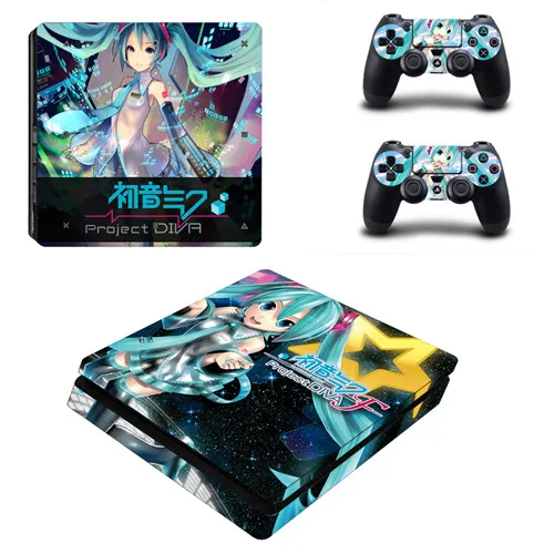 Аниме милая девушка Tokisaki Kurumi Miku Saber PS4 тонкая Наклейка защитная накладка наклейка для PS4 тонкая консоль и контроллер винил - Цвет: YSP4S-1958