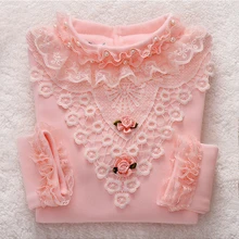 Новинка года; осенняя одежда для маленьких девочек; детская одежда; блузка для девочек; кружевная хлопковая Детская рубашка; Blusas; детская одежда; 5 цветов; От 2 до 14 лет