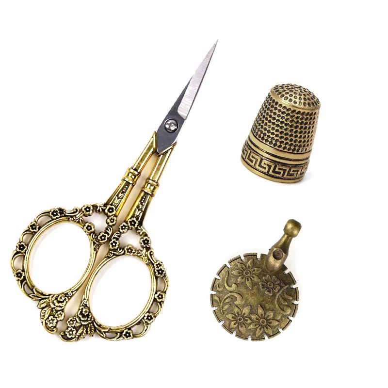 Vintage European Scissors Thimble Metal Thread Cutter Sewing Kits Cutting Patchwork Tool DIY Sewing Tools Set For Women (8)