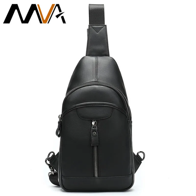 

MVA Men's Chest Bag Leather Shoulder Crossbody Bag for Men Ipad Phone Anti Theft Handbags Chest Pack Travel Organizer Male Bags