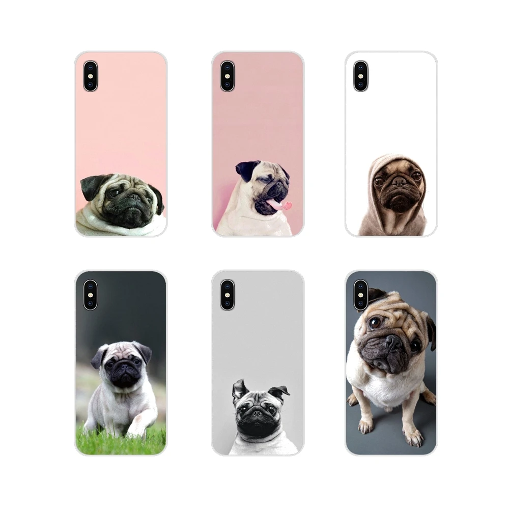 Для Apple iPhone X XR XS MAX 4 4S 5 5S 5C SE 6 6S 7 8 Plus ipod touch прозрачный мягкий чехол милый мопс HD обои