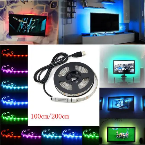 1 м и 2 м светодиодный ТВ USB подсветка комплект компьютера RGB светодиодный свет полосы ТВ фоновые огни
