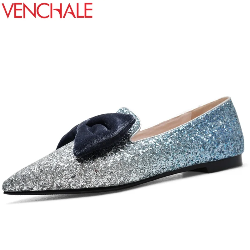 

VENCHALE pregnant apply bowtie decoration pointed toe convenient gradient color spring pumps breathable fair maiden woman shoes