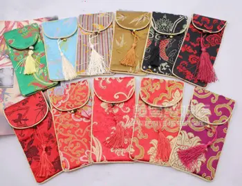 

Wholesale10pcs Chinese Handmade Vintage Silk Glasses Bag &Phone Pouch Purse