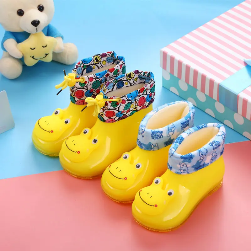 Детские непромокаемые сапоги с милым рисунком для мальчиков и девочек, нескользящая детская обувь, водонепроницаемая обувь для детей, резиновая обувь, размер 24-30