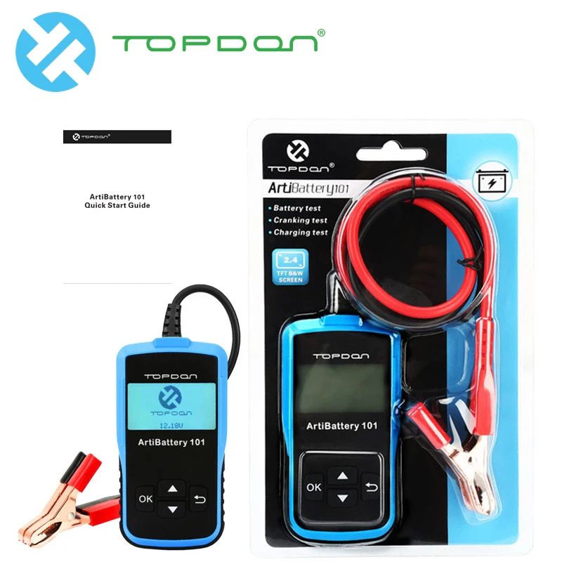 

TOPDON ArtiBattery 101 Auto Battery Tester Analyzer Multi-language 16 VDC 2000CCA Automotive Charging Tester Test Tools new 2018