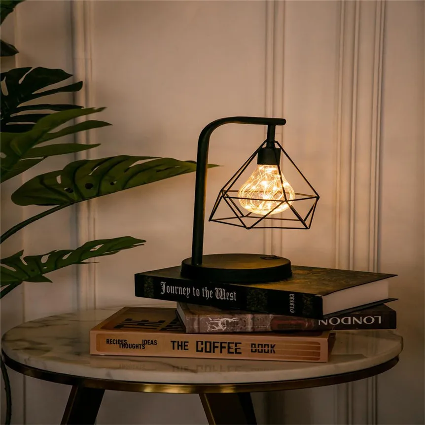 

Nordic Style Iron Wire LED Blub Night Light Table Lamp Hanging Light With Base for Home Kids Bedroom Decor 0625#