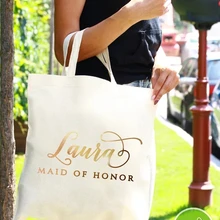 Персонализировать имя Блестящие Свадебные невесты холст сумки, свадебные вечерние подарок для невесты Пользовательские невесты сумка сувениры