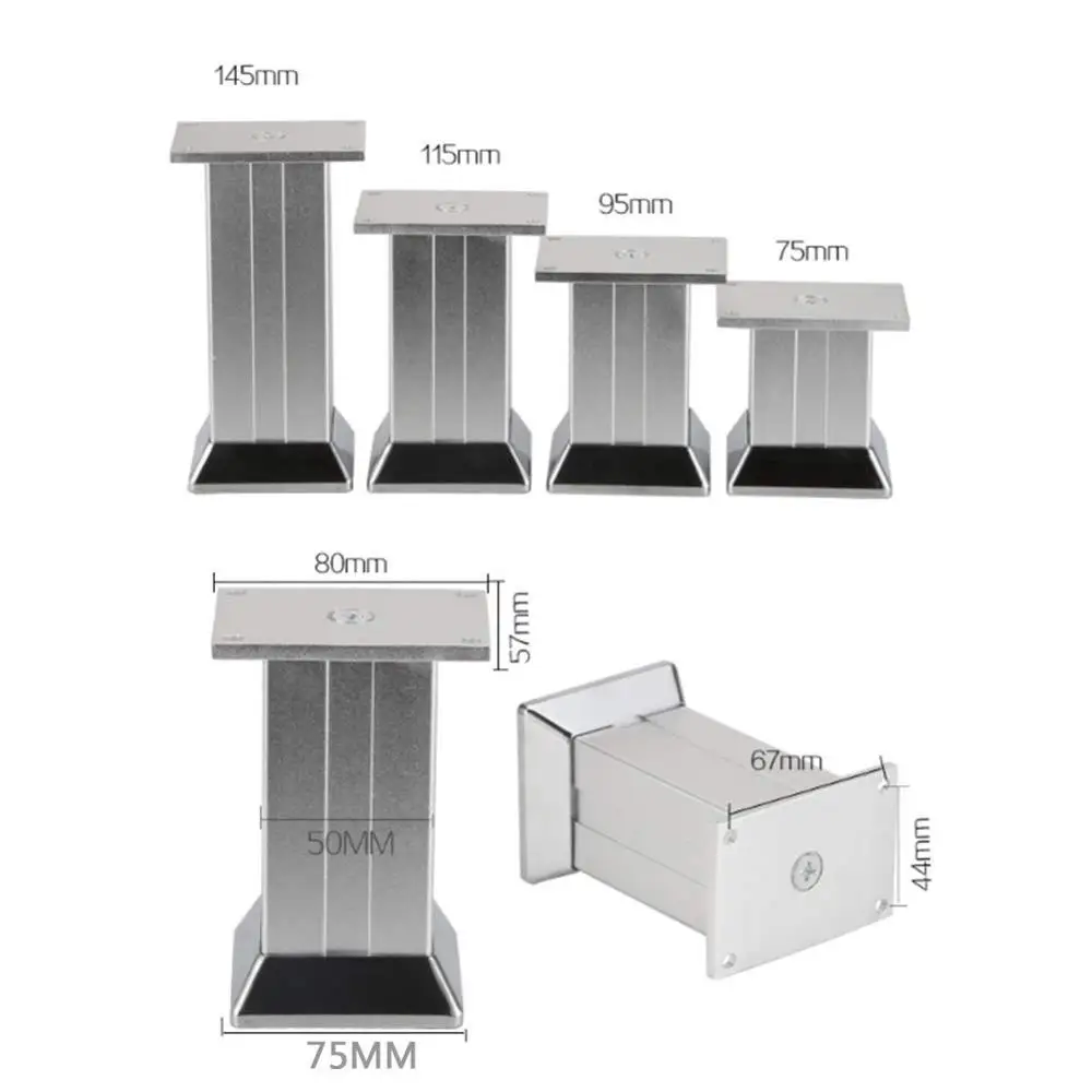 4 шт 4 шт металлические ножки для мебели, квадратный ТВ шкаф диван ванная комната шкаф поддержки ног, замена мебели аксессуары серебро