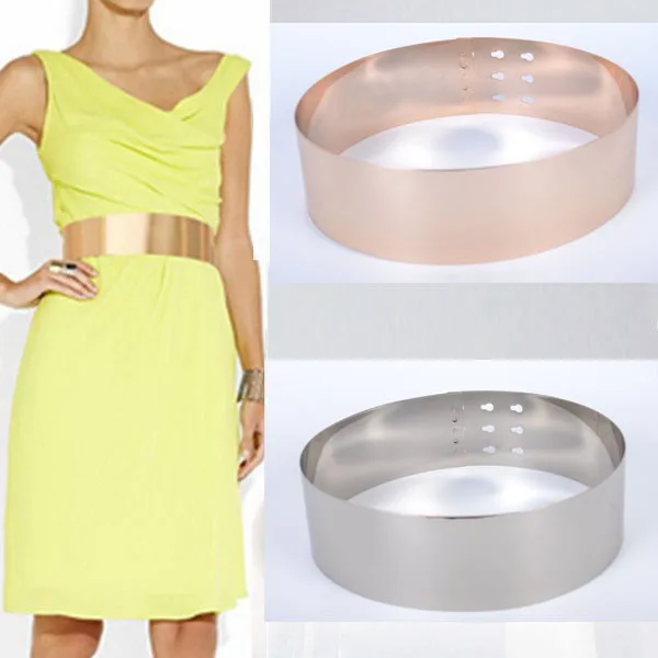7cm wide Metal Keeper Metallic Mirror belt women Corset Women Punk Cummerbund Gold Silver | Аксессуары для одежды