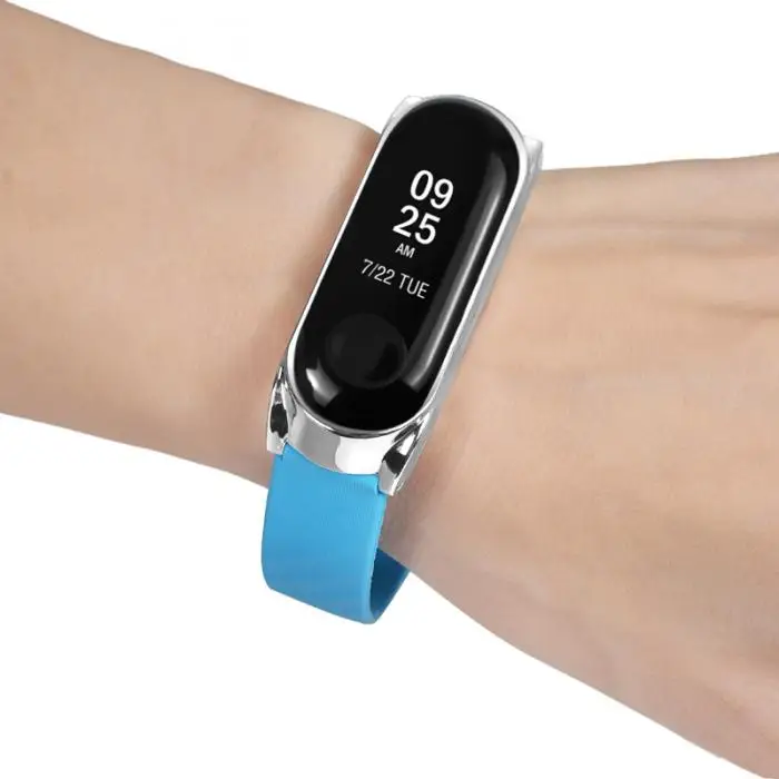 Горячая TPE Ремешок Браслет Ремешок с металлическим чехлом для Xiaomi Mi Band 3